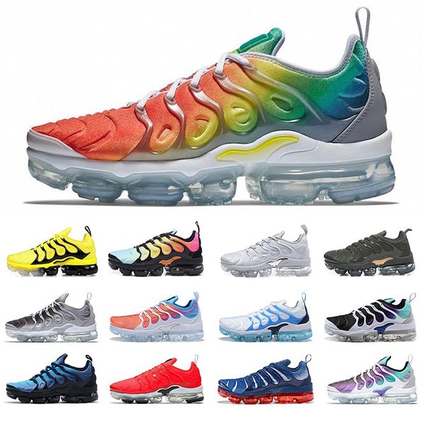 

New Tn Grape Violet Bright Crimson Shark tooth blue Rainbow Bumblebee Running Shoes For Men Women Plus Sports Sneakers Trainers Size 36-46