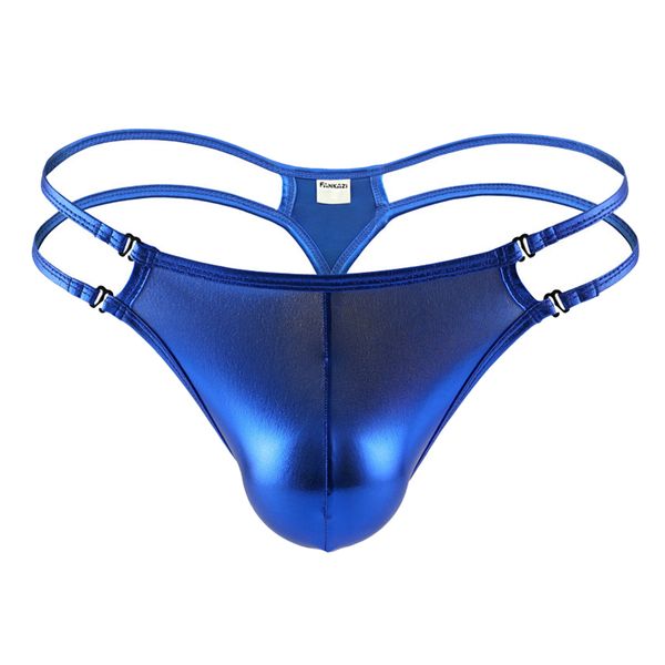 

men's adjustable wet look briefs thong underwear tangas g-string t-back blue, Black;white