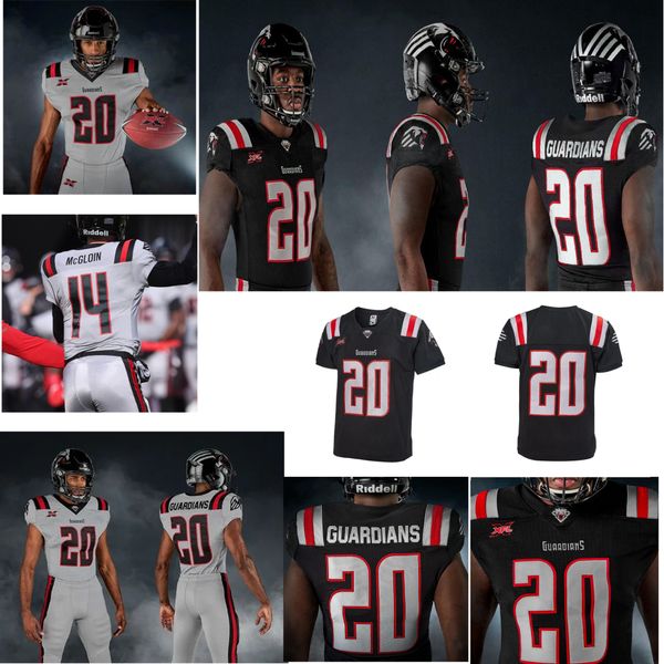 

custom 2020 guardians jersey dalton ponchillia jersey teo redding matthew mccrane dravon askew-henry demetrious cox xfl football jerseys, Black;red
