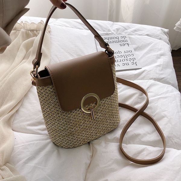 

2020 fashion bag women's woven messenger bag fashion hand straw bucket purses and handbags shoulder bags women