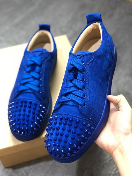 

men sneaker party dress wedding low junior spikes red bottom glitter leather shoes luxury red sole leisure outdoor flats shoes cs04, Black