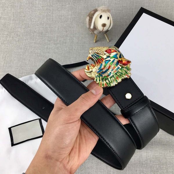 

fashionable tiger mens women designer belts luxury belt brand fashion leather belt novelty smooth buckle width 38mm with box, Black;brown