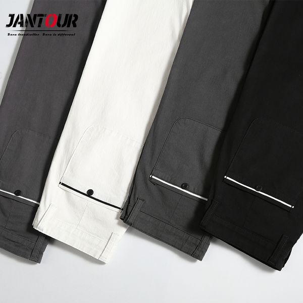 

fashion new high quality cotton men pants straight spring summer long male classic business casual vacation trousers full length, Black