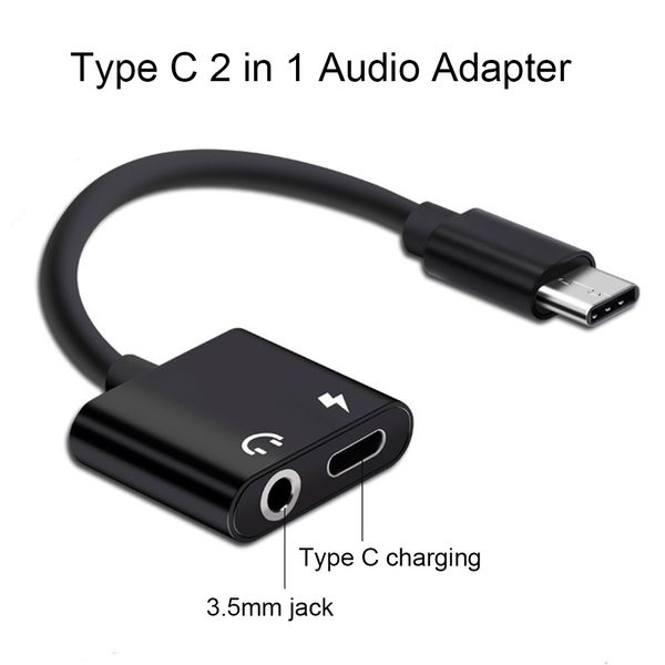 

usb type c male to 3.5mm jack earphone adapter cable aux audio for type-c fast charge adapter
