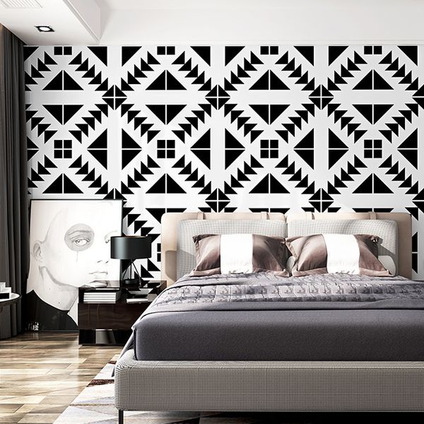 

10m black and white wallpaper square lattice nordic style modern minimalist ceiling living room bedroom tv background wallpaper