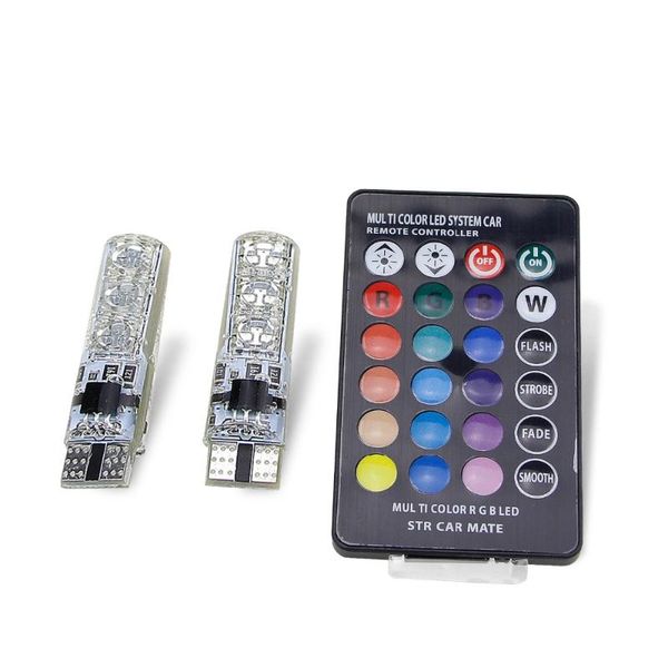 

car signal lights rgb t10 w5w led bulb 12v auto interior clearance light w5w t10 led lamps bulbs for remote control