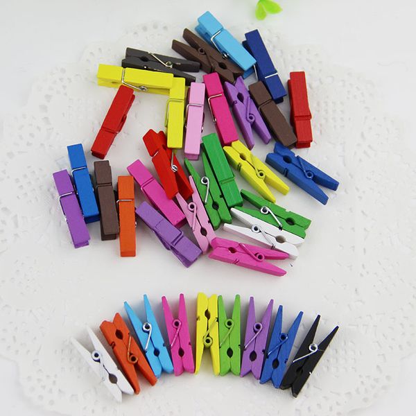 

100pcs Random Mini Colored Spring Wood Clips Clothes Photo Paper Peg Pin Clothespin Craft Clips Party Decoration