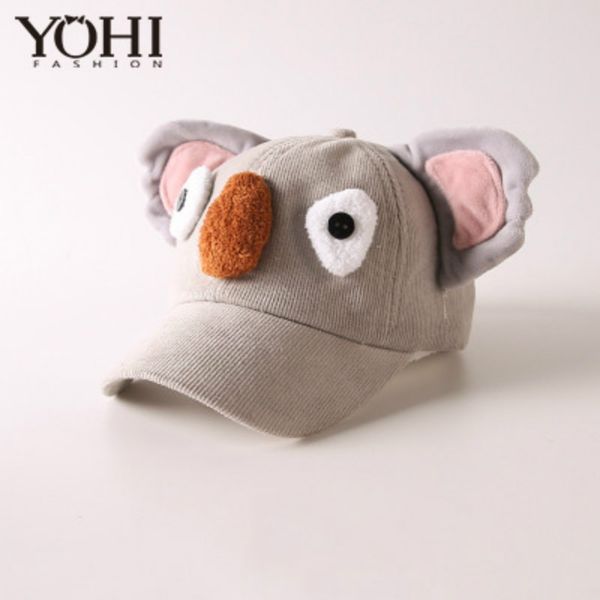 

new autumn and winter children baseball cap koala pattern corduroy baseball cap 3-6 years old men and women baby outdoor, Blue;gray