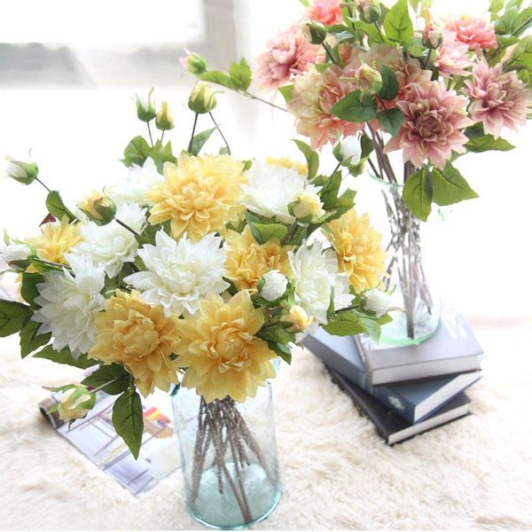 61 cm künstlicher Dahlie-Blumenzweig, Gartendekoration, flores artificiais, DIY-Blumenwandkranz, Seidenblumen, Partyzubehör
