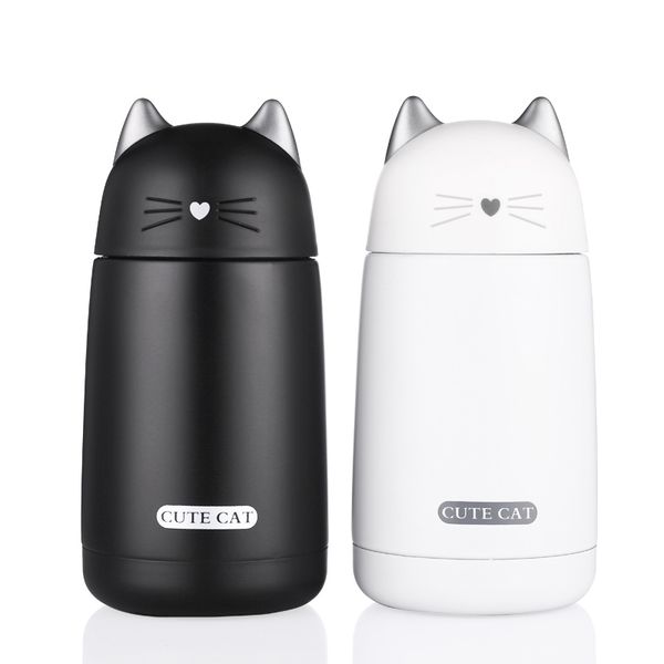 

cute cat thermos cup kids thermo mug drinkware child 330ml water bottle stainless steel vacuum flask portable leak-proof tumbler q190525