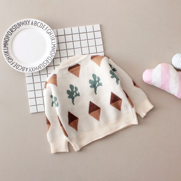 

korean-style 2019 autumn and winter kids' sweater girls cartoon cardigan small children's sweater y011, White