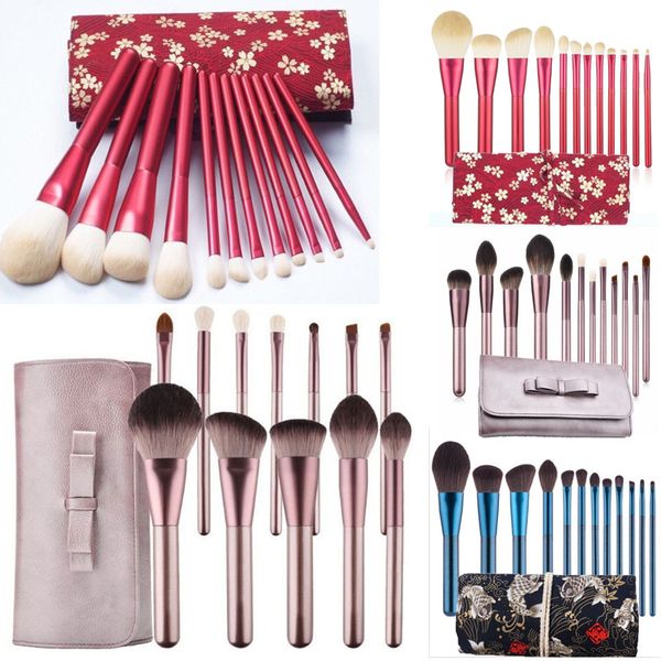 12-teiliges Luxus-Make-up-Pinsel-Set aus weichem Ziegenhaar, Puder, Lidschatten, Textmarker, Concealer, kleine Traube, Lippen-Make-up-Pinsel-Set mit Tasche