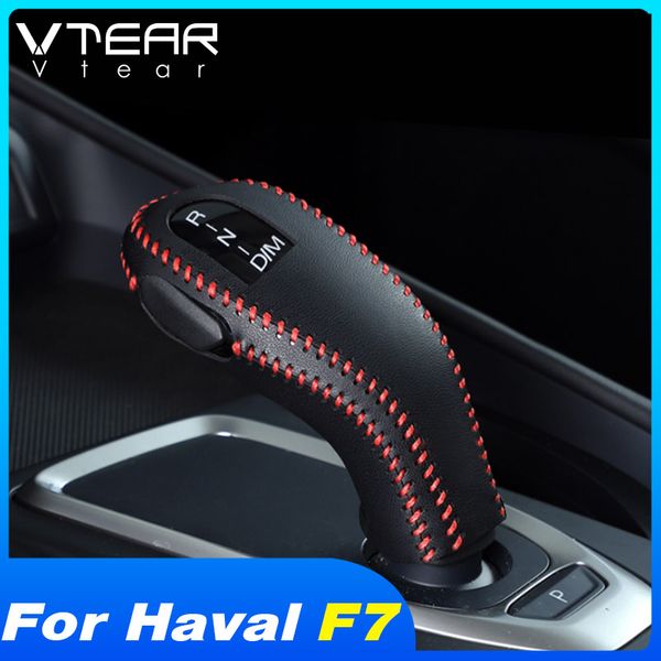 

vtear for haval f7 car gear shift collars cover leather head knob grip covers case accessories car-styling decoration interior