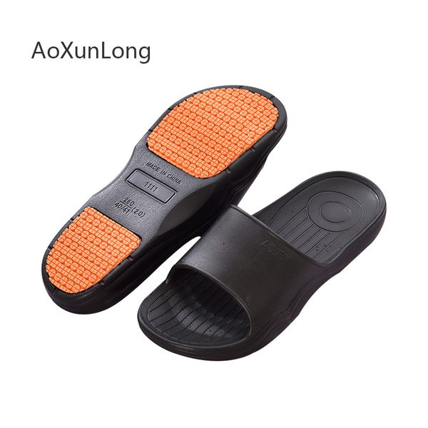 

men's summer bathroom slippers indoor thick soles non-slip wear-resistant lovers home sandals men's outdoor beach slides, Black