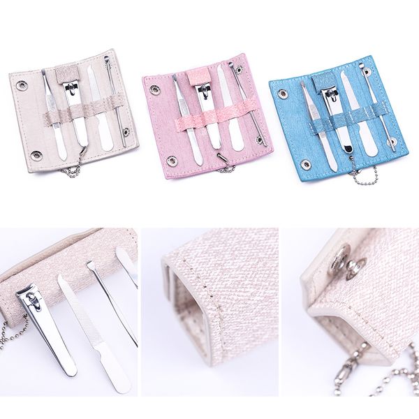 

professional nail art tool set stainless steel material multi-function nail care diy design accessories with travel case, Silver