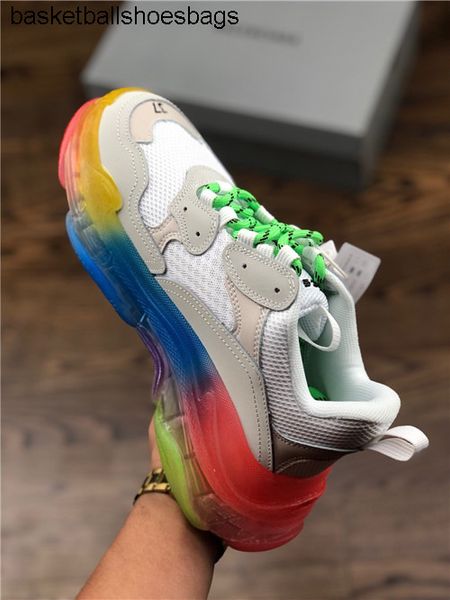 

crystal paris new 2019 bottom triple-s leisure shoes dad shoes rainbow triple s sneakers for men women vin