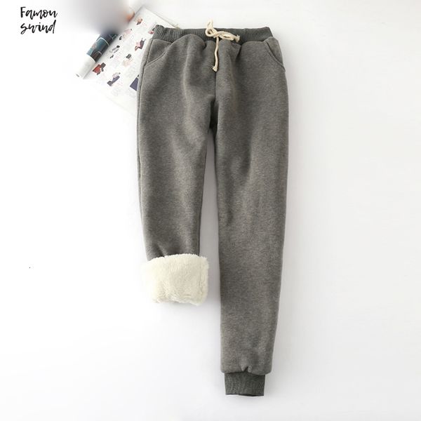 

новые зимние сыпучие брюки осень женских lamb бархатных загустители sweatpants повседневная и гарем женщина брюки перевозки груза падения, Black;white