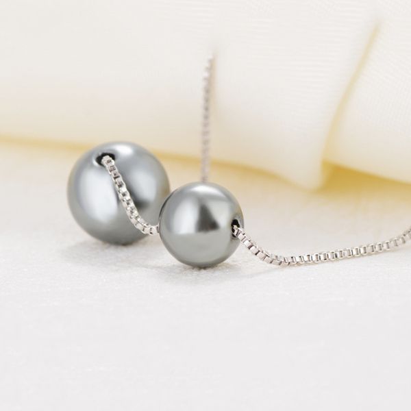 

short clavicle chain round prevent imitation pearl pendant necklace simple female jewelry chain business style, Silver