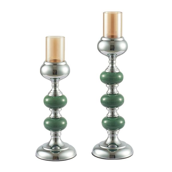 

2x candlestick glass nordic 3d led candle holder wedding home decoration