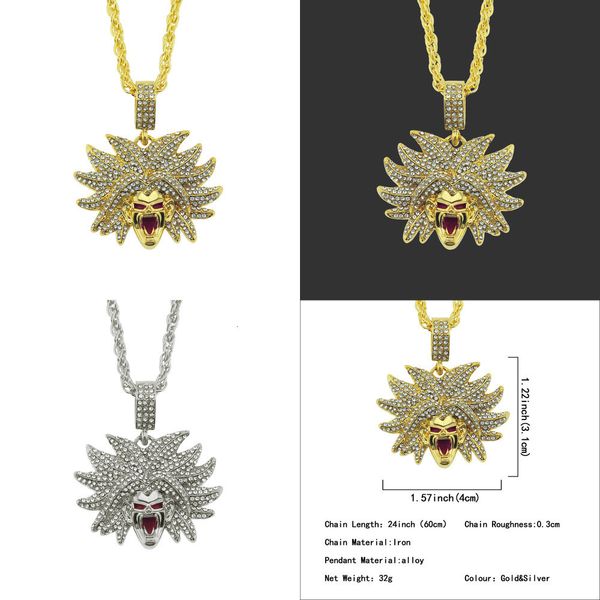 

hip-hop man ornaments three-dimensional diamond head pendeloque cut necklace swarovski turtle pendants pendant feather pendant, Silver