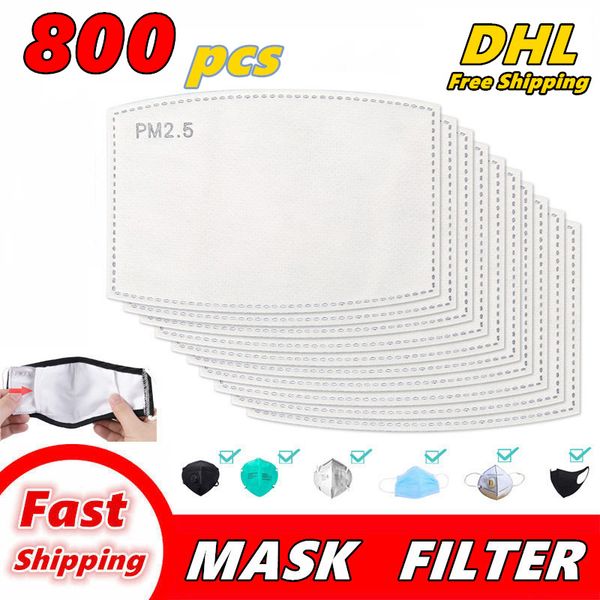 

800 pcs pm2.5 filter for mask anti haze mouth masks replaceable filter-slice 5 layers non-woven activated carbon filter face mask gasket q02
