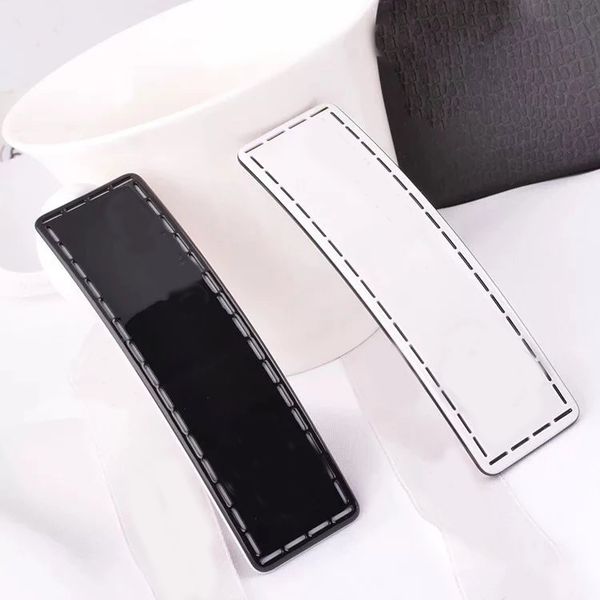 

8.5x2.5cm korean fashionable black and white rectangular hairpin one word clip jaw clamp wigs vip gifts 4pcs/ lot, Slivery;golden