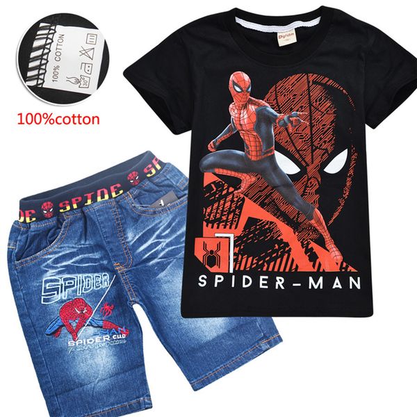 

avengers spider-man printed children clothing sets summer 3-10t 100% cotton t-shirt+shorts 2 pcs/sets kids baby boy clothes sets dhl ss222, White