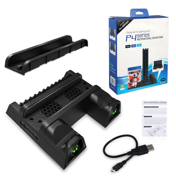 

selling oivo ps4/ps4 slim/ps4 pro dual controller charger console vertical cooling stand charging station led fan for sony playstation 4