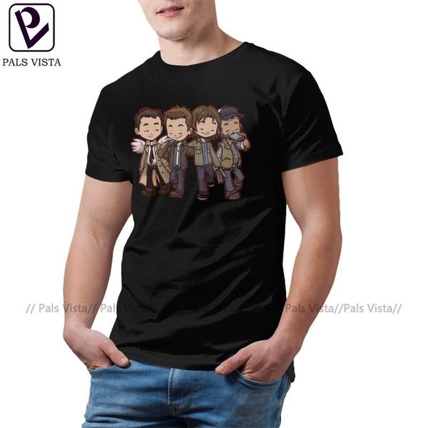 

сверхъестественное футболка supernatural buddies футболка хлопок мужской tee shirt печать 5x с коротким рукавом летний tshirt, White;black