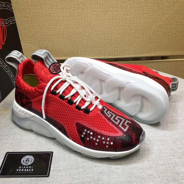 

luxury designer versace cross chainer snkeakers men shoes vintage fashion breathable running sneakers lace-up low casua, Black