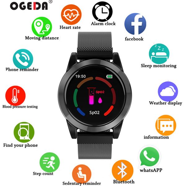 

smart watch men luxury fashion led bluetooth fintness bracelet blood pressure heart rate monitor waterproof phone alert ogeda, Slivery;brown