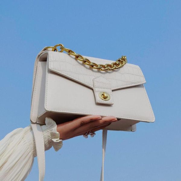 

stone pattern chain tote bag 2020 fashion new pu leather women's handbag lock shoulder messenger bag