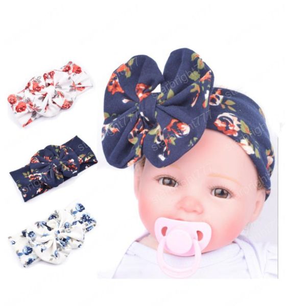 Baby Girl Headbands Cotton Elastic Bohemian Flor impressão hairbands Cabelo Acessórios Meninas Big Bow Belt Crianças Cabeça Wraps