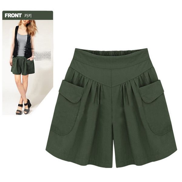 

women loose elastic waist wide leg with pockets casual culottes shorts for summer tc21, White;black