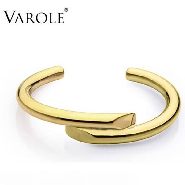 

varole brand new jewelry simple lines design bracelet gold color bangle bracelets for women cuff bracelets manchette bangles mx190727, Black