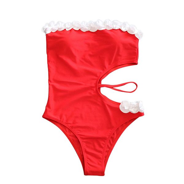 

2019 new style flower porous-one-piece swimsuit women's european and american-style bikini swimsuit, White