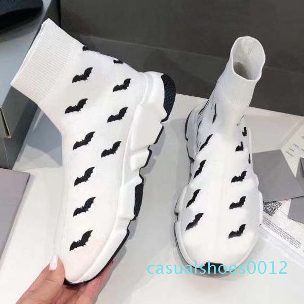 

2020new high stretch knit paris trainer casual sock shoes flat bottom breathe luxury designer mens womens fashion sneakers c12, Black