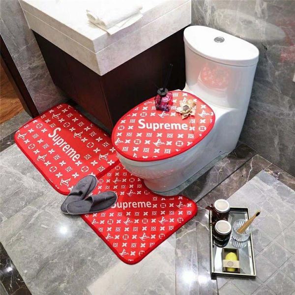 

classic brand toilet foot cover toilet seat cover no-slip letter print bathroom set ing
