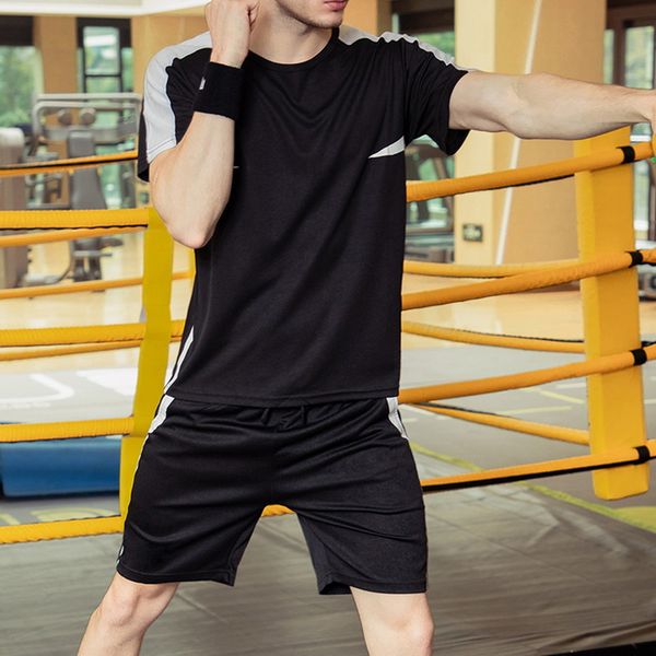 

jodimitty 2020 летний мужской спортивный костюм случайные короткие наборы полосатый мужской спортивный костюм футболка + шорты 2 шт. наборы, Gray