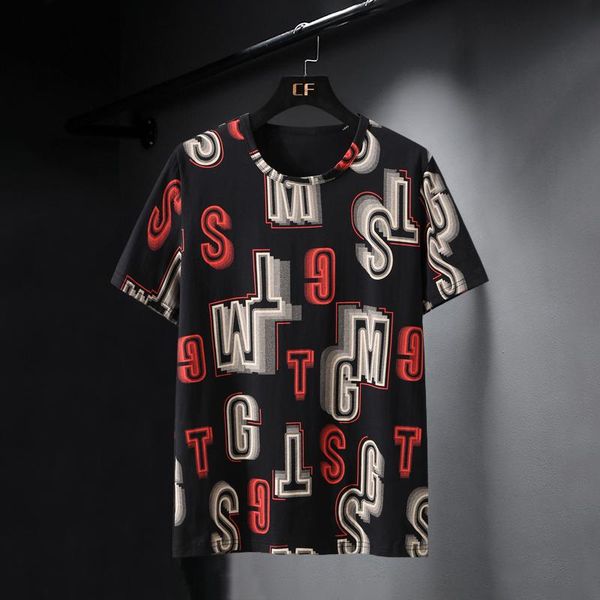 

plus 10xl 9xl 8xl 7xl t-shirts streetwear male hip-hop men fashion tees causal summer short sleeve casual cotton letter o-neck t200425, White;black