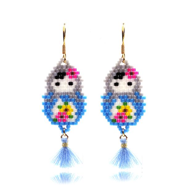

fairywoo ins cute doll earring jewelry 925 delica earrings miyuki beaded handmade earring for woman fashion girl gifts, Golden;silver