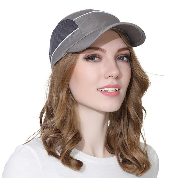 

men snapback cap women sports cap foldable runner quick dry outdoor sun hat summer bone breathable mesh caps casquette @28, Blue;gray
