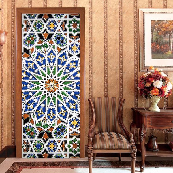 

creative wall painting with fresco on the door of kaleidoscope