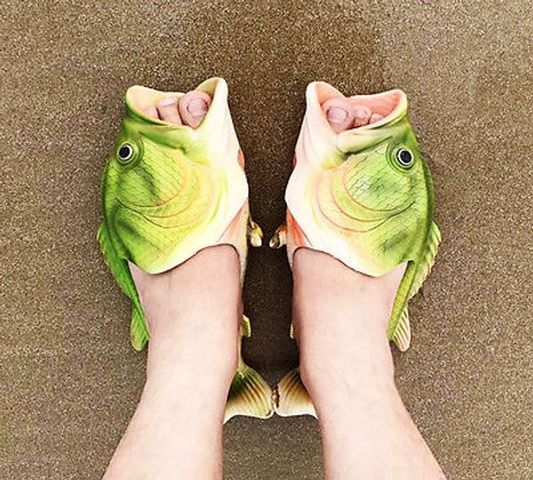

e fish slippers woman handmade personality fish sandals kids women bling flip flops slides fish beach slippers, Black
