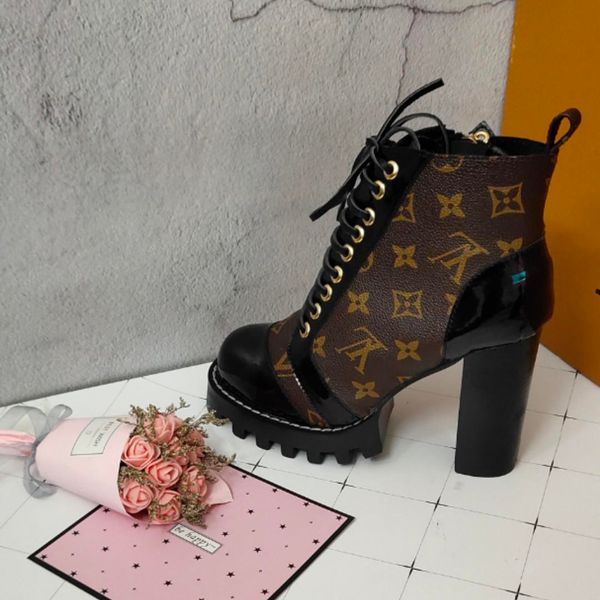 

2019k high-heel zip short boots genuine leather lace up womens short boots luxury designer printed stripes short boots eur 35-41