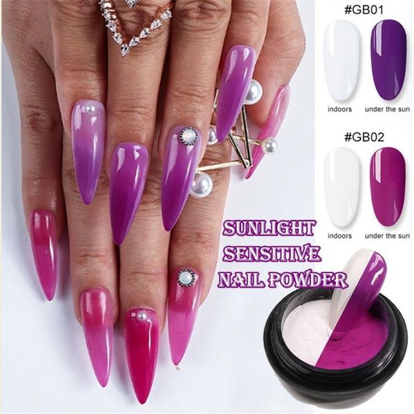 

sunlight sensitive nail powder sun chameleon powder reflected nail glitters sunlight sensitive art tools, Silver;gold