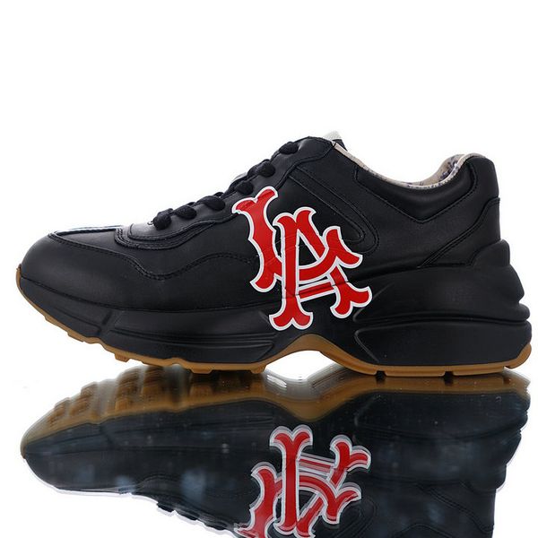 

italy luxury rhyton vintage mens designer shoes men womens trainers sneakers running shoes ny yankees mouth web print sport boots 36-45, White;red
