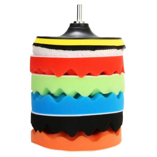 

7pcs 3/5/6/7 inch polishing buffing pad kit for auto car polishing wheel kit woolen buffer with backer pad car removes scrat