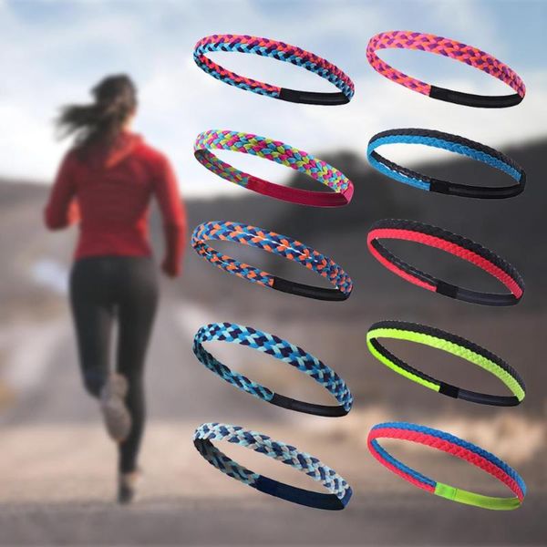 

sports running yoga fitness elastic silicone braid headband non-slip hair band sweatband perfect fitness for yoga hockey
