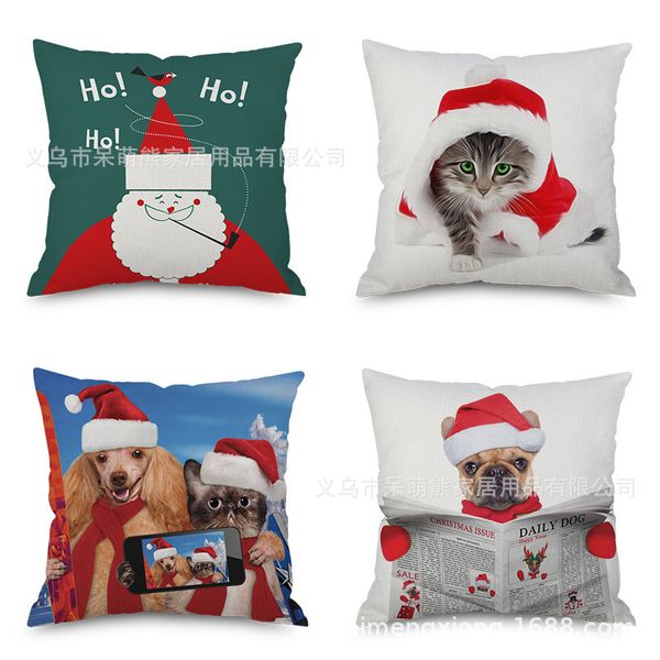 

christmas snowman christmas dog flax embrace pillow case imitate mabaozhen automobile sofa back cushion cushion pillow